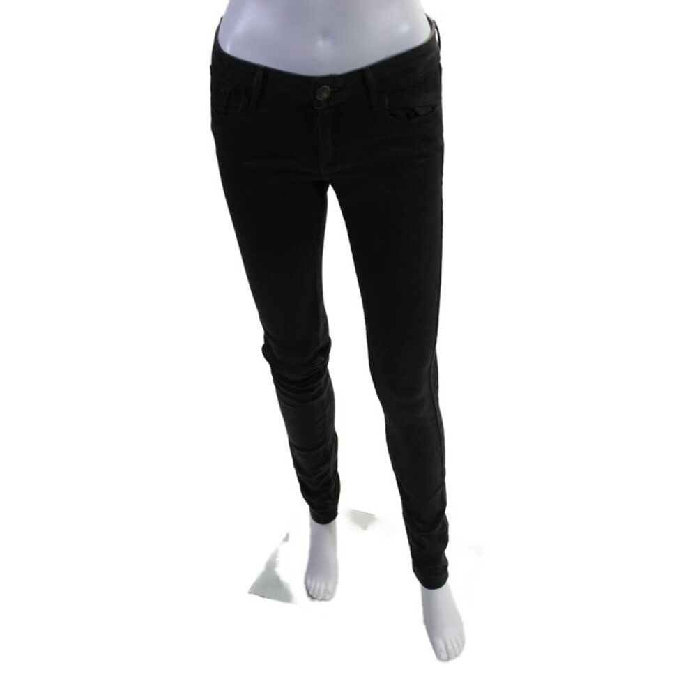 Habitual Womens Cotton Zip Button Skinny Leg Shiny Jeans Brown Size EUR 26